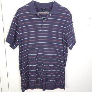J Crew Shirt Mens Size L Golf Polo Striped Knit Cotton Preppy Office Casyal